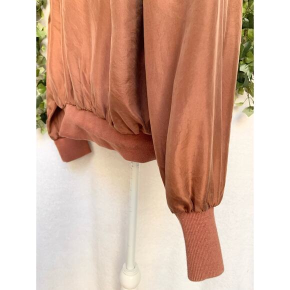 Vintage 100% Silk Louise Paris Brown Wind Breaker Women's Medium - Picture 5 of 8